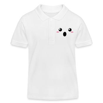"Wow" Kawaiigesicht  - Kinder Organic Poloshirt Mini Sprinter von Stanley/Stella - Weiß - Vorne