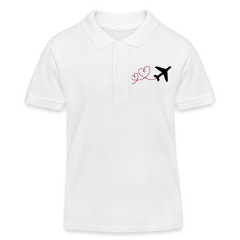 Avion à 2 cœurs - Polo enfant bio Stanley/Stella - blanc - Devant