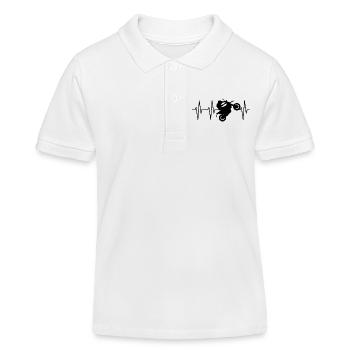 Biker Motorcycle Wheelie Heartbeat Pulse Cross ECG - Kids Organic Polo Shirt by Stanley/Stella - white - Front