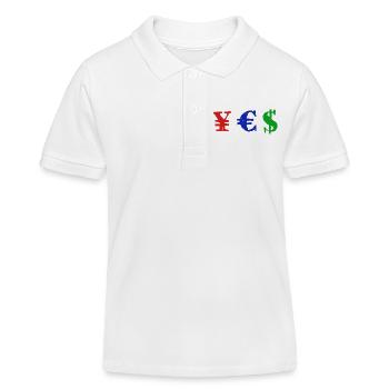 Yen Euro Dollar - YES - Polo enfant bio Stanley/Stella - blanc - Devant