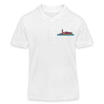 Plymouth City Skyline Smeaton's Tower Line Art - Kids Organic Polo Shirt by Stanley/Stella - white - Front