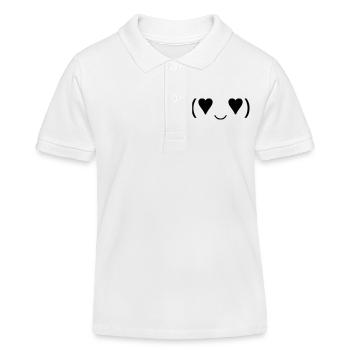Amorous Emote (♥‿♥) Heart Eyes Kaomoji - Kids Organic Polo Shirt by Stanley/Stella - white - Front