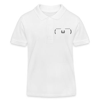 Satisfied emote ( ̄ω ̄) relaxed grin - Kids Organic Polo Shirt by Stanley/Stella - white - Front