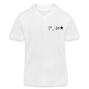 Zwinkerndes Emote (^_-)≡★ Augenzwinkern - Kinder Organic Poloshirt Mini Sprinter von Stanley/Stella - Weiß - Vorne