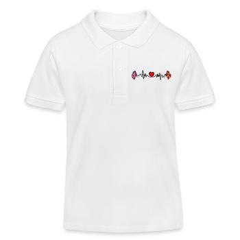 Northamptonshire + Great Britain flag with heartbeat - Kids Organic Polo Shirt by Stanley/Stella - white - Front