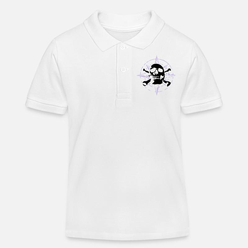 windrose_skull_02_d_3c - Polo enfant bio Stanley/Stella - blanc