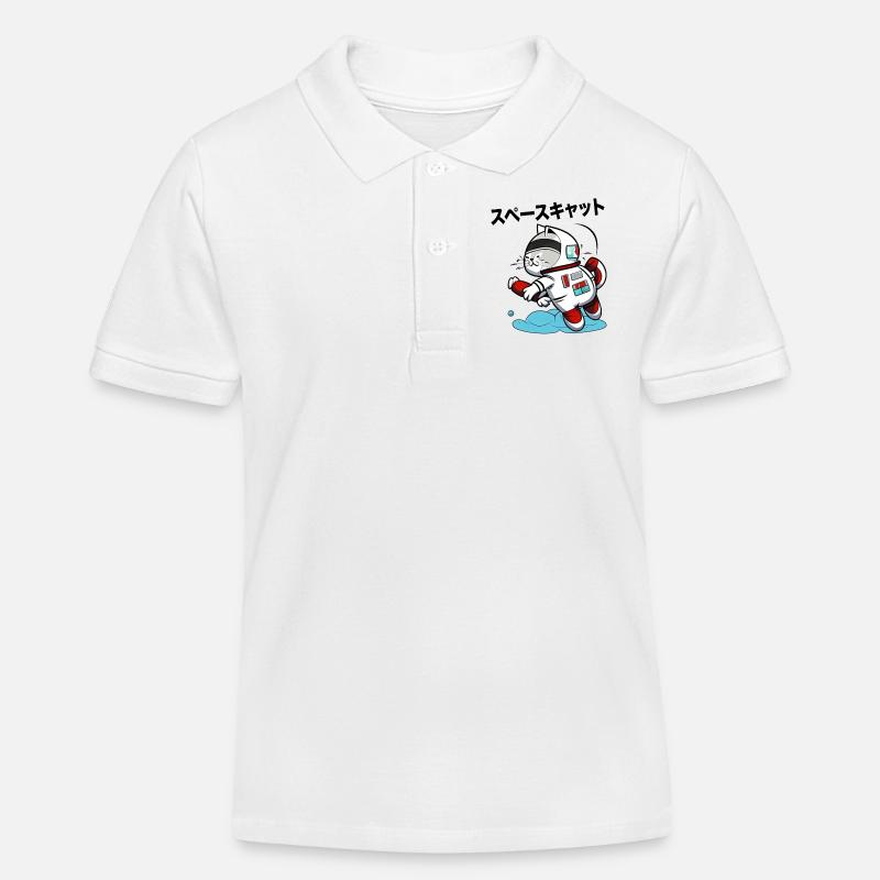 CHAT DE L’ESPACE JAPONAIS - Polo enfant bio Stanley/Stella - blanc