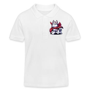 Superhelden-Husky - Kinder Organic Poloshirt Mini Sprinter von Stanley/Stella - Weiß - Vorne