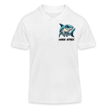 Bande dessinée requin - Polo enfant bio Stanley/Stella - blanc - Devant
