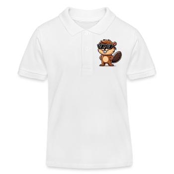 biber comic sonnenbrille - Kinder Organic Poloshirt Mini Sprinter von Stanley/Stella - Weiß - Vorne