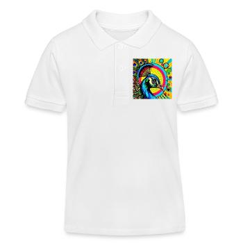 Paon Pop Art - Polo enfant bio Stanley/Stella - blanc - Devant