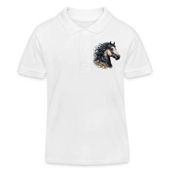 Pferd - Kinder Organic Poloshirt Mini Sprinter von Stanley/Stella - Weiß - Vorne