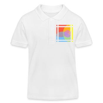 Jeu géométrique de couleurs - Polo enfant bio Stanley/Stella - blanc - Devant