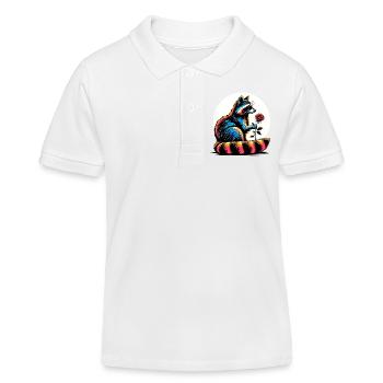 Raton laveur - Polo enfant bio Stanley/Stella - blanc - Devant