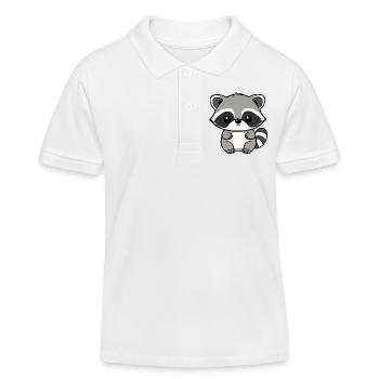 Raton laveur - Polo enfant bio Stanley/Stella - blanc - Devant