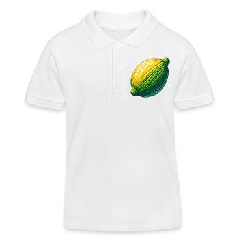 Abstract Lemon in Textured Green-Yellow - Kids Organic Polo Shirt by Stanley/Stella - white - Front