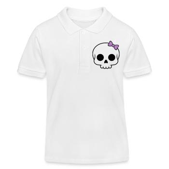 Cute skull with bow | Girly Goth - Kids Organic Polo Shirt by Stanley/Stella - white - Front