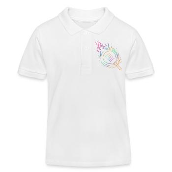 Padel mit flammendem Schläger Design - Kinder Organic Poloshirt Mini Sprinter von Stanley/Stella - Weiß - Vorne