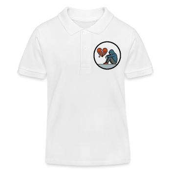 Broken Heart and Loneliness Heartbreak Motif - Kids Organic Polo Shirt by Stanley/Stella - white - Front