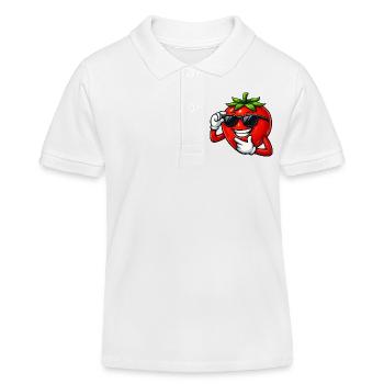 Sympa divertissement de bande dessinée tomate et légumes - Polo enfant bio Stanley/Stella - blanc - Devant
