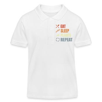 Eat Sleep Planes Repeat - Kinder Organic Poloshirt Mini Sprinter von Stanley/Stella - Weiß - Vorne