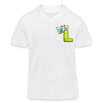 L wie Libelle  - Kinder Organic Poloshirt Mini Sprinter von Stanley/Stella - Weiß - Vorne