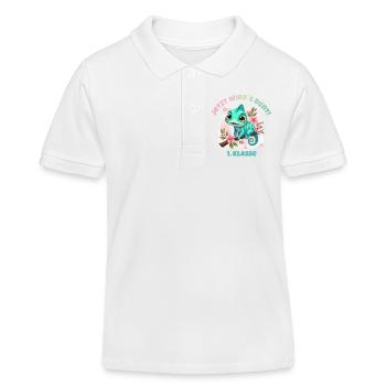 Chamäleon Aquarell - Jetzt wirds bunt - 1. Klasse - Kinder Organic Poloshirt Mini Sprinter von Stanley/Stella - Weiß - Vorne