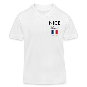 Nice, France, Coordonnées Souvenir de voyage - Polo enfant bio Stanley/Stella - blanc - Devant