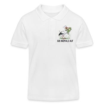 Gib niemals auf! – Lustiger Storch & Frosch - Kinder Organic Poloshirt Mini Sprinter von Stanley/Stella - Weiß - Vorne