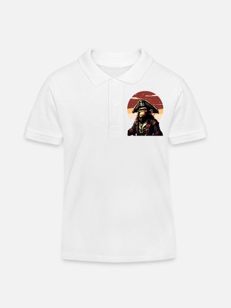 Capitaine Bande Dessinée Singe Pirate Caraïbes - Polo enfant bio Stanley/Stella - blanc