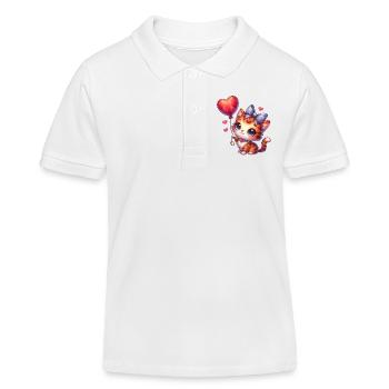Katze fliegt mit Ballons nach oben süße Katzen - Kinder Organic Poloshirt Mini Sprinter von Stanley/Stella - Weiß - Vorne