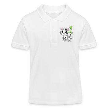 Zahl 1 Nummer Eins - Tiger Motiv - Kinder Organic Poloshirt Mini Sprinter von Stanley/Stella - Weiß - Vorne