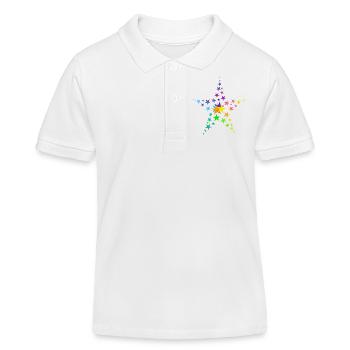 Étoiles étoiles colorées beaucoup d’étoiles - Polo enfant bio Stanley/Stella - blanc - Devant
