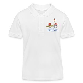 Denmark lighthouse tiny house by the sea - Kids Organic Polo Shirt by Stanley/Stella - white - Front