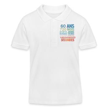 60 Ans – 720 Mois, 21915 Jours, 1.8 Billion - Kids Organic Polo Shirt by Stanley/Stella - white - Front