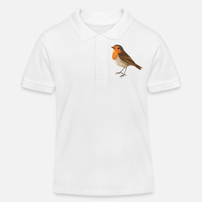 Rouge-gorge - Polo enfant bio Stanley/Stella - blanc