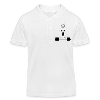Musculation avec les mains sur le logo de l’autre - Polo enfant bio Stanley/Stella - blanc - Devant