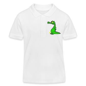 Smiling Crocodile, dreifarbiges Design - Kinder Organic Poloshirt Mini Sprinter von Stanley/Stella - Weiß - Vorne