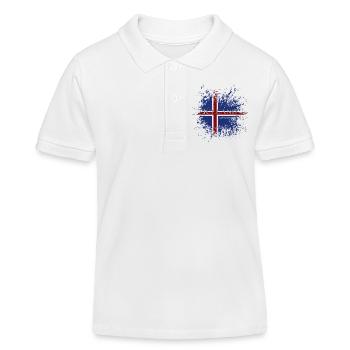 Drapeau de l’Islande grunge, fierté islandaise - Polo enfant bio Stanley/Stella - blanc - Devant