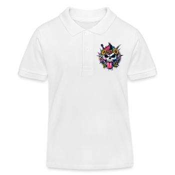 Punk Rock Skull mit Gitarren & Blumen - Kinder Organic Poloshirt Mini Sprinter von Stanley/Stella - Weiß - Vorne