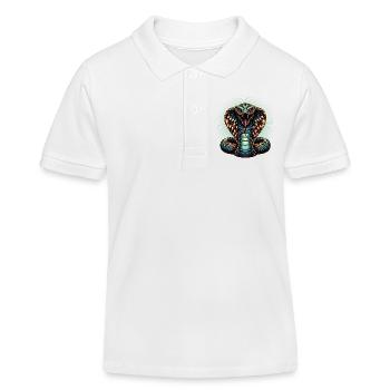 dynamisches und farbenfrohes Cobra-Schlangen Motiv - Kinder Organic Poloshirt Mini Sprinter von Stanley/Stella - Weiß - Vorne