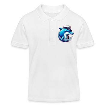 Delfin-Seemann - Kinder Organic Poloshirt Mini Sprinter von Stanley/Stella - Weiß - Vorne