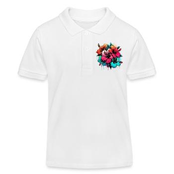 Fleurs d’hibiscus - Polo enfant bio Stanley/Stella - blanc - Devant