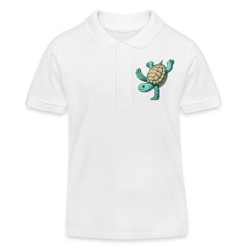 Schildkröte Handstand Salto Gymnastik Sport - Kinder Organic Poloshirt Mini Sprinter von Stanley/Stella - Weiß - Vorne