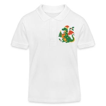 Dragon festif avec cadeaux - Polo enfant bio Stanley/Stella - blanc - Devant