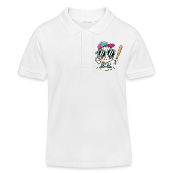 Graphique en gras de baseball dégoulinant pour les fans des joueurs - Polo enfant bio Stanley/Stella - blanc - Devant
