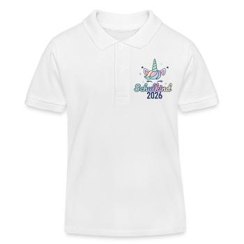 Kinder Schulanfang Einhorn Schulkind 2026 - Kinder Organic Poloshirt Mini Sprinter von Stanley/Stella - Weiß - Vorne