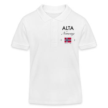Alta Norwegen Koordinaten Reise Souvenir - Kinder Organic Poloshirt Mini Sprinter von Stanley/Stella - Weiß - Vorne
