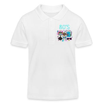 Retro Neon 80er Spielhalle - Kinder Organic Poloshirt Mini Sprinter von Stanley/Stella - Weiß - Vorne