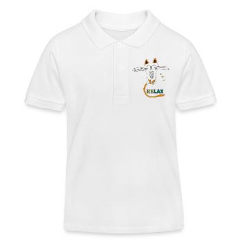 Katze beim Relaxen - Kinder Organic Poloshirt Mini Sprinter von Stanley/Stella - Weiß - Vorne